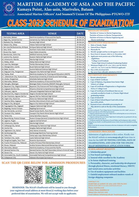 SCHEDULE OF ADMISSION, REGISTRATION, EXAMINATION .